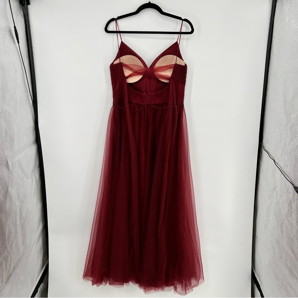 Anthropologie BHLDN Camden Dress Burgundy Red  Sweetheart Tulle Dress Bodice 14 - Picture 9 of 16